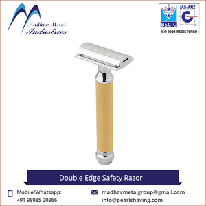 Bulk Supply Double Edge Shaving Safety <b>Razor</b> with Excellent Balance Stainless Steel Blades Brass Handle for <b>Men</b> - Product Image 2