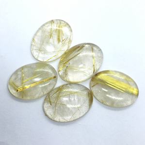 Oro rutilado calibrado forma ovalada cuarzo liso piedras preciosas sueltas cabujón hacer joyería anillo/colgante precio mayorista natural - Product Image 2