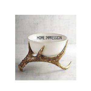 Nickle Plated Top Quality Indian Handcraft Selling Antler Base Aluminium <b>Silver</b> Plated Fruit <b>Bowl</b> for Serving Food and Snack - Product Image 4