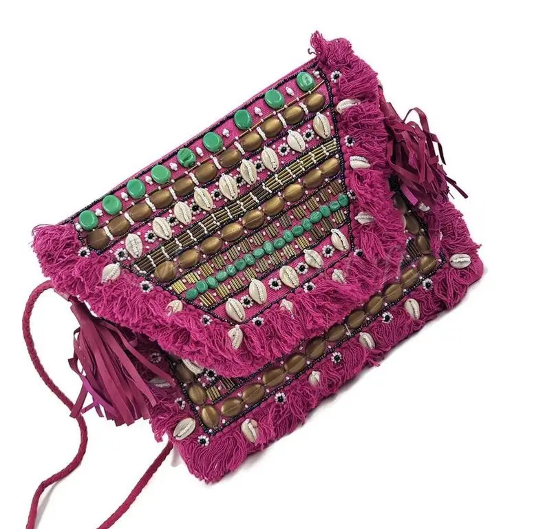Indian Vintage Banjara Handmade Boho Gypsy Clutch Bag Tribal Patch Work Clutch Bag