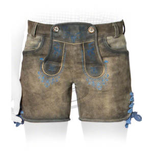 <b>Women</b> <b>Lederhosen</b> Real Suede Leather with Matching Suspenders Shorts (Beer Festival Dungarees <b>Lederhosen</b> ) - Product Image 1