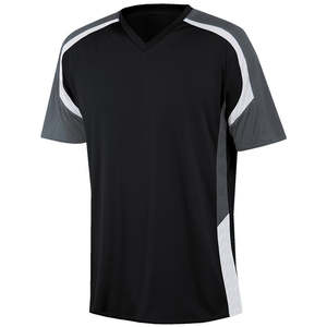 เสื้อฟุตบอลแบบกำหนดเองพร้อมปกแบบริบ เสื้อฟุตบอลสีเทาและดำ ออกแบบเสื้อฟุตบอลเอง ผลิตเสื้อฟุตบอล - Product Image 1