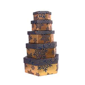 ชุดกล่องของขวัญกระดาษพิมพ์ลายทรงหกเหลี่ยมบรรจุภัณฑ์ตกแต่งแบบแข็งงานทำมือหลากขนาด - Product Image 1