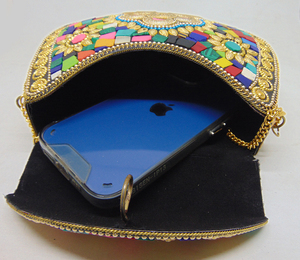 latest design mobile holder assorted designs & colors Multi Mosaic Stone <b>Clutch</b> Purse - Product Image 5