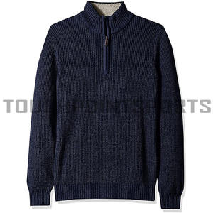 Pull en coton 100% tricoté à la main, col rond uni gris, pour homme, hiver/printemps, logo personnalisé en usine - Product Image 1