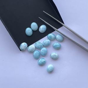 Cabujón semiprecioso suelto ovalado liso de piedra Larimar azul Natural de 8mm y 10mm de proveedor de piedras preciosas a precio de fábrica al por mayor - Product Image 2