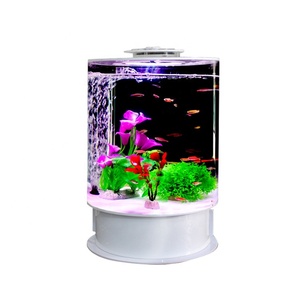 Realxlines <span class=keywords><strong>20L</strong></span> bureau Rond acrylique <span class=keywords><strong>aquarium</strong></span> maison salon avec lumière LED et filtre de fond BRICOLAGE aménagement paysager kit - Product Image 1