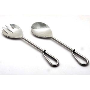 Ensemble de cuillère et fourchette à salade de couverts de haute qualité avec longue poignée ronde mince poignée en spirale forgée ensemble rapide - Product Image 2