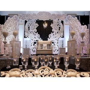 Grand panneau de toile de fond de scène sur le thème de mariage victorien canadien, cadre rond à motif Paisley asiatique pour événements et fournitures de fête, New Hampshire, États-Unis - Product Image 1