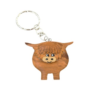 El mejor vendedor de madera <span class=keywords><strong>vaca</strong></span> talla clave cadena personalizada animal forma titular de la clave - Product Image 4