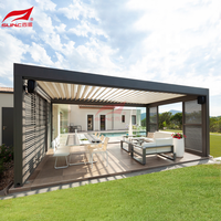 Pergola bioclimatique de jardin avec toit rétractable et réglable, auvent imperméable en aluminium pour l'extérieur