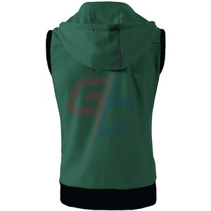 Gilet à capuche coupe ajustée sans manches pour hommes Gilet à fermeture éclair et cordon de serrage Fournisseur de poches - Product Image 3