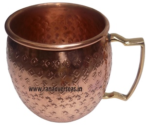 Tasse à bière de mulet de moscou en cuivre, avec poignée en laiton et finition martelée pour Bar , Restaurant et maison - Product Image 1
