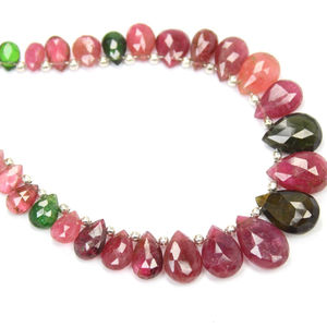 Tourmaline naturelle à facettes multiples perles en vrac taille poire 6 pouces pierre et brin de pierres précieuses pour la fabrication de bijoux - Product Image 1