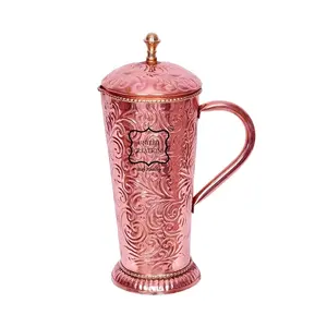 Conjunto de jarro de cobre com gravação personalizada, conjunto de jarro com 2 litros de cobre para presente de casamento