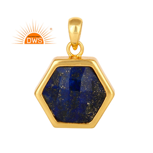 Fabricant de bijoux, pendentif en pierre précieuse Lapis Lazuli, plaqué or, argent Sterling 925, fait à la main - Product Image 1