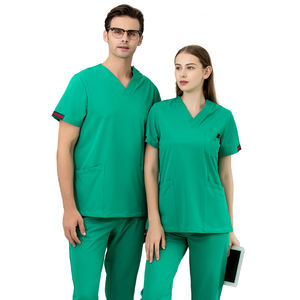 Scrub Suit Hot Selling Hospital Short Sleeve Scrub Suit Solid Color Medical Uniform Scrubs - Product Image 1