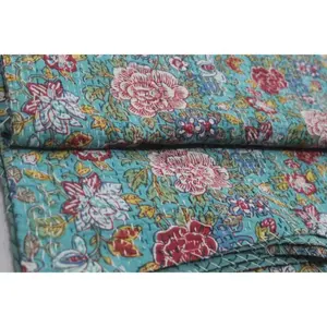 Indische handgemachte Stepp decke Blumen druck Baumwolle Kantha Tages decke Decke Decke Bettwäsche Handmade Quilt Indian Quilt