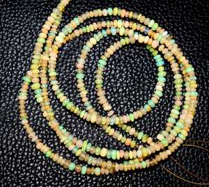 Bonne qualité 16 "Long éthiopien opale lisse Rondelle perles pierres semi-précieuses bijoux naturels collier matériel réel - Product Image 4