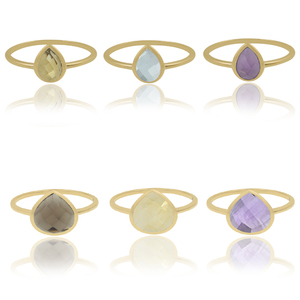 Nouvelle Collection Bague de Mariage Classique en Argent Sterling 925 Plaqué Or avec Pierre Précieuse en Quartz Fumé Taille Poire – En Stock, Vente en Gros de Bijoux - Product Image 5