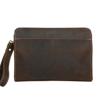 Dompet Kulit Asli 100% Model Clutch Panjang dengan Tali Pergelangan Tangan, Penutup, Tahan Air, Unisex, Kantong Kulit, Folder, Merek Kustom MBF-0526