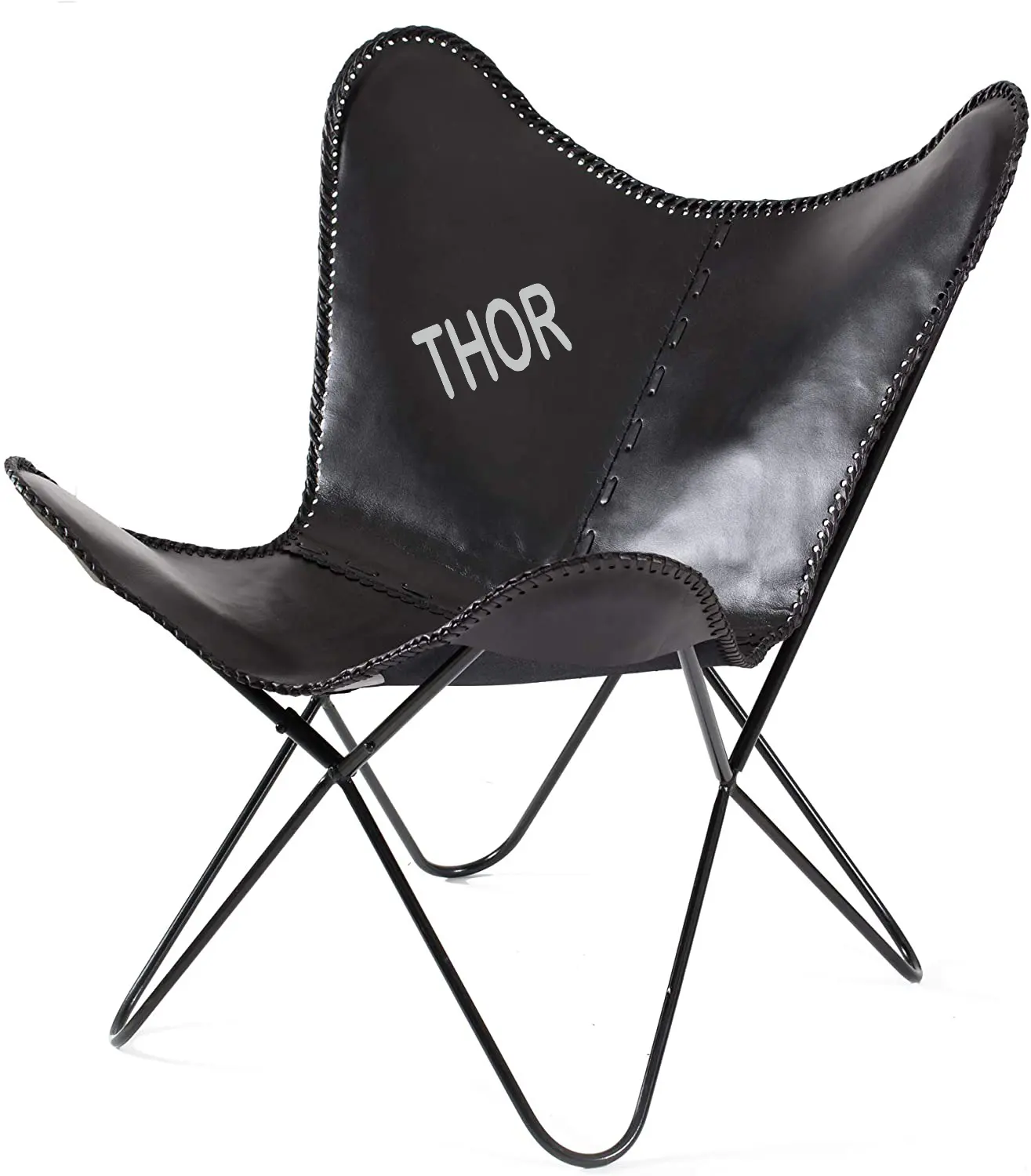 Декоративное кресло-бабочка из натуральной козьей кожи черного цвета, домашнее сиденье для сна, офисное украшение для спальни, Подарочный предмет