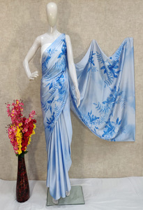 Nueva ropa informal atractiva y de tendencia, Sari estampado de seda con pieza de blusa, ropa de mujer india a bajo precio, Surat al por mayor. Ropa, - Product Image 4