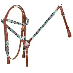 Top Quality Hot Selling Beaded Horse Leather Breastplate and Headstall in Very Low Price and Comfort Fit to Horse