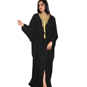 Hot Selling Plus Size Ladies Bat Dubai Abaya Muslim Women Morrocan Kaftan Dresses Modern Islamic Clothing