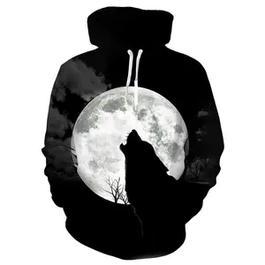 Customized Wholesale 80%Polyester 20%Cotton French Terry Unisex 3D Sublimation Full Printing Pullover WOLVERINE WOLF Hoodie