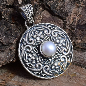 Pendentif en argent Sterling 925 fait à la main, perles rondes naturelles, bijoux en pierre précieuse plaquée argent nouvelle collection, vente en gros - Product Image 1