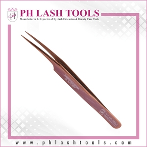 Xyj — pince à épiler pour Extension de cils, en or Rose, droit, pour Volume et Isolation, pince à cils, étiquette privée - Product Image 2