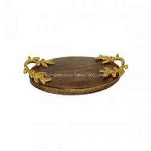 Cerf en métal poignée visage plateau en bois - Product Image 3