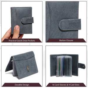 Moda para hombres y mujeres Formal e informal negro cuero genuino RFID tarjetero Mini billetera corta con Mini ranuras para tarjetas para la moda - Product Image 4
