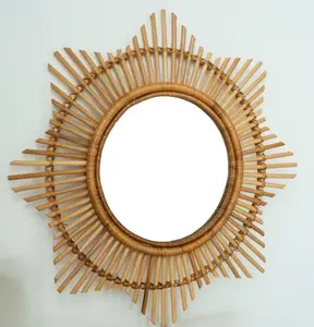 Dekorasi cermin bulat gaya baru gantungan dinding cermin terpasang dekorasi rumah murah grosir 2024 produk trendi barang Dekorasi Rumah