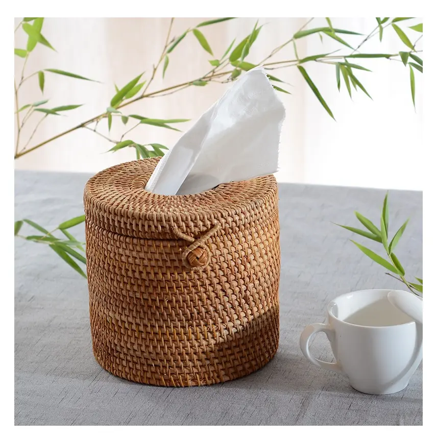 Vietnamese rattan tissue boxes Creative drawing boxes- decor rattan tissue holder Basket (Ms sandy [Ws0084587176063]