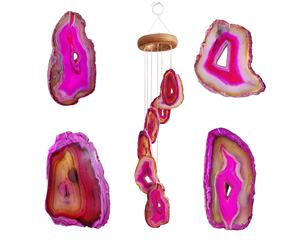 Carillons éoliens en Agate rose, tranches d'agate naturelle colorée, décorations de noël, artisanat, pour la maison - Product Image 4