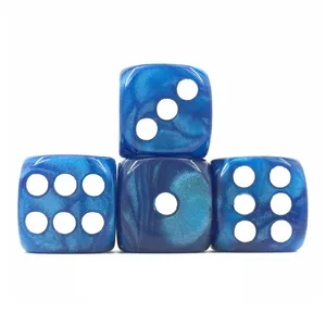 HS DICE 6 Sided 16mm pearl blue and black Dice Standard 6 Sided 16mm dnd polyhedral dice rpg math board game