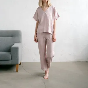 Camisola de cetim com decote em v, pijama longo feminino champanhe manga curta