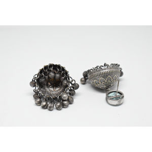 Pendientes de aro tipo jhumka ghungro de latón con incrustaciones de piedras, estilo indio, imitación plata, última moda, venta al por mayor, para mujeres y niñas. - Product Image 4