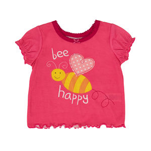 เสื้อผ้าเด็กแขนสั้น2ชิ้นสำหรับฤดูใบไม้ผลิเสื้อผ้าเด็กทารกลายการ์ตูนผึ้งแต่งระบาย100% ผ้าโพลีเอสเตอร์แห้งเร็ว - Product Image 5