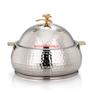 Marmite en métal doré et argenté Casserole de créateur à double paroi de meilleure qualité Vente à chaud d'ustensiles de cuisine Chauffe-plats en métal fantaisie - Product Image 6