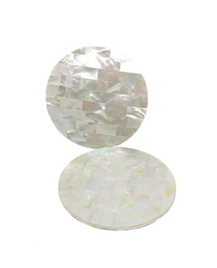 Dessous de verre en pierre incrusté de nacre et objet d'artisanat fait main antique moderne de forme ronde pour la couleur naturelle - Product Image 5