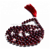 Collier de méditation bouddhiste en perles de grenat 108, noué à la main, unisexe