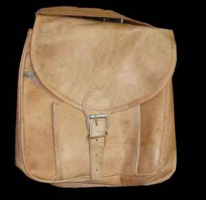 Sac à bandoulière vintage en cuir véritable avec fermeture éclair, poignée unique, couleur beige, protection RFID, 7 pouces, pour usage professionnel - Product Image 2