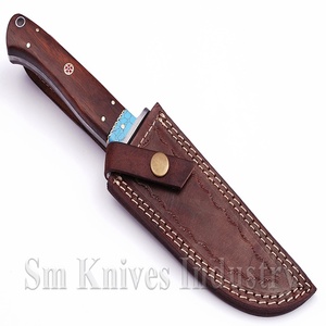 Custom Hand Made Damascus Hunting Knife with turquoise stone <b>spacer</b> (Smk1347) - Product Image 5