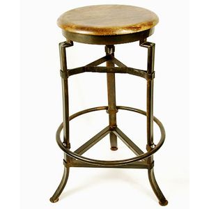 Industrial Vintage Indian Iron Metal Bar <b>Stool</b> Wooden Seat Swivel Durable Commercial Use for Home Farmhouse Apartment Hotel - Product Image 1