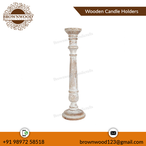 Ensemble de 3 bougeoirs décoratifs sculptés à la main en bois de manguier en forme d'hexagone pour décoration de la maison, mariage et Noël - Product Image 3