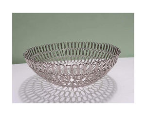 ชามทรงกลมตาข่ายแบบมีสายทำจากเหล็กหรูหราทันสมัยพร้อมเคลือบนิกเกิลสำหรับใช้ในบ้านและห้องครัวปาร์ตี้งานแต่งงาน - Product Image 1