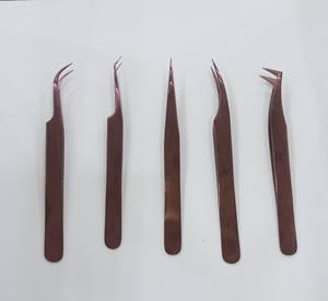 แหนบต่อขนตาสแตนเลสสีโรสโกลด์มาใหม่คุณภาพระดับพรีเมียมทนทานด้ามจับที่สมบูรณ์แบบแหลม12ซม. - Product Image 1